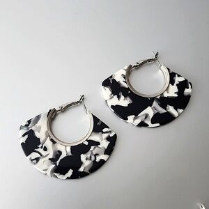 GEOMETRIC Black Marble ACRYLIC EARRINGS Fun And Whimsy